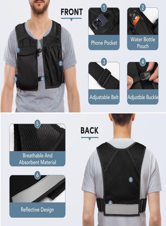 OMKHE Running Vest, Adjustable Running Phone Holder, Reflective Running Vest with Waterproof Phone Pouch and 500ml Soft Flask Pocket, Hydration Vest for Running, Hiking, Fitness, and Climbing(Large) - Image 5