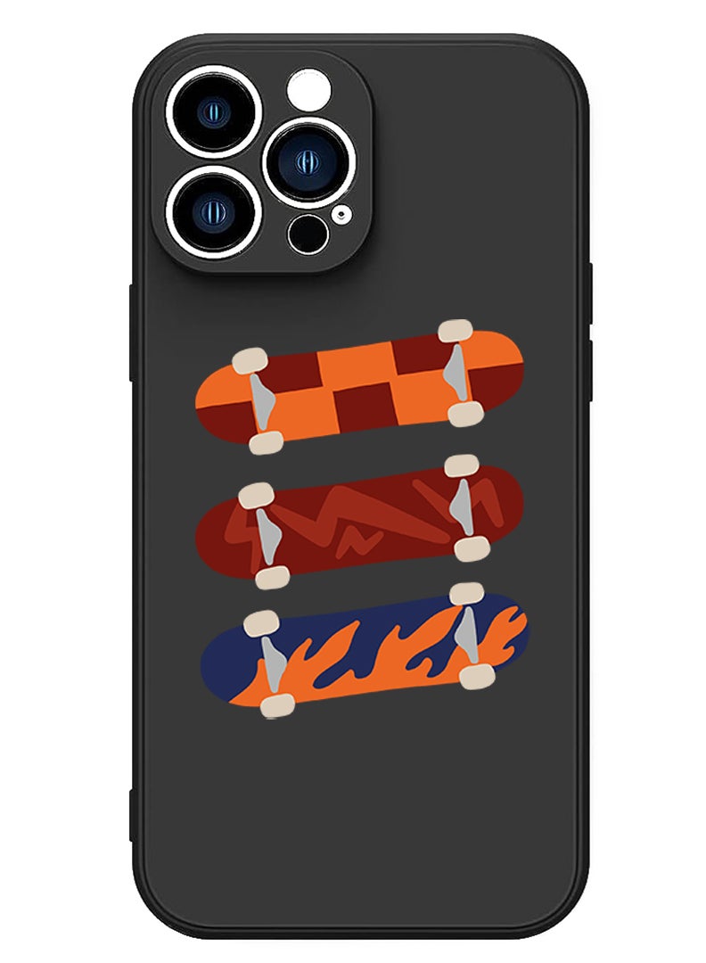 Theodor Protective Slim Fit Case Liquid Silicone Cover with Full Body Protection Anti-Scratch Shockproof Case For iPhone 15 Pro Max Black - Skates - Image 1