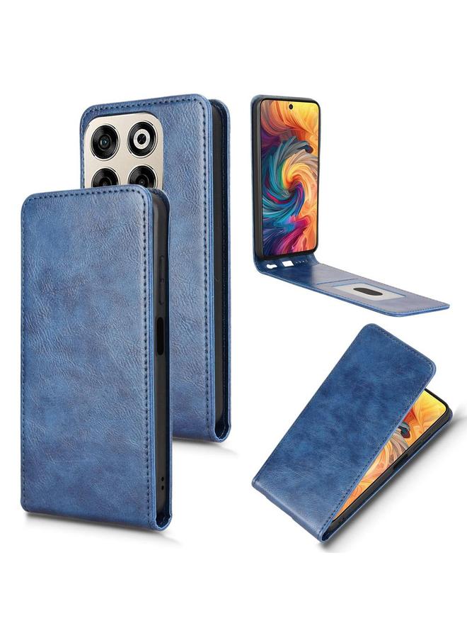 For ZTE Blade V70 Magnetic Vertical Flip Leather Phone Case(Blue)