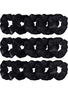 Bememo 28 Pieces Velvet Scrunchies Hair Ties Elastics Scrunchy Bobbles Soft Hair Bands Ponytail Holder Hair Accessories Cute Colors Elastic Hair Bands Party Favors For Teens Women Girls(Black)  - Image 1