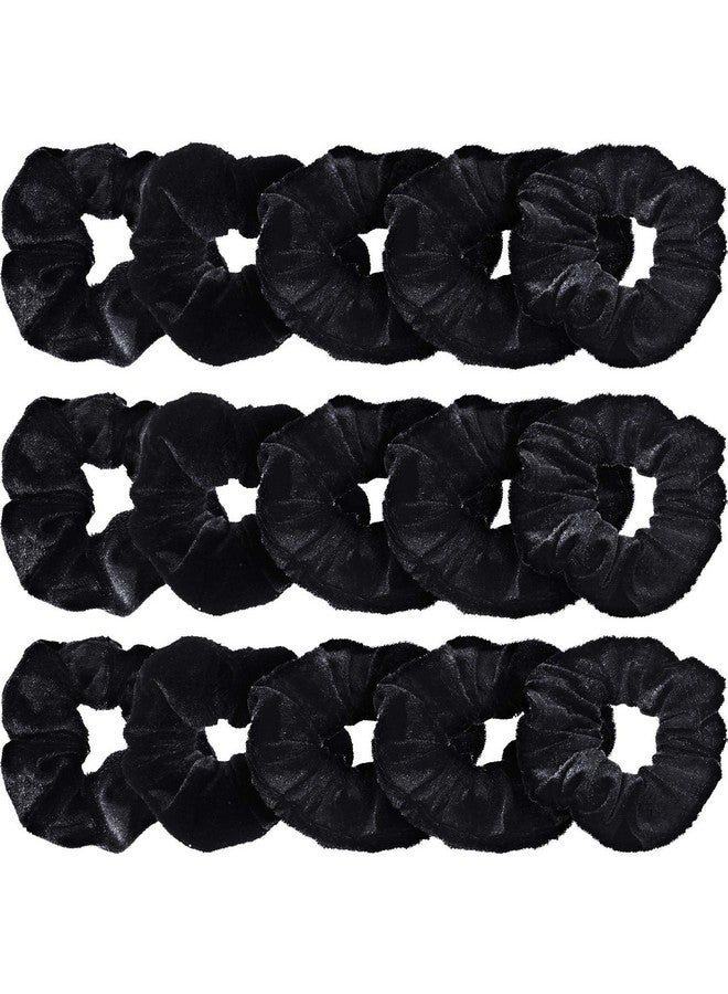 Bememo 28 Pieces Velvet Scrunchies Hair Ties Elastics Scrunchy Bobbles Soft Hair Bands Ponytail Holder Hair Accessories Cute Colors Elastic Hair Bands Party Favors For Teens Women Girls(Black) - Image 1
