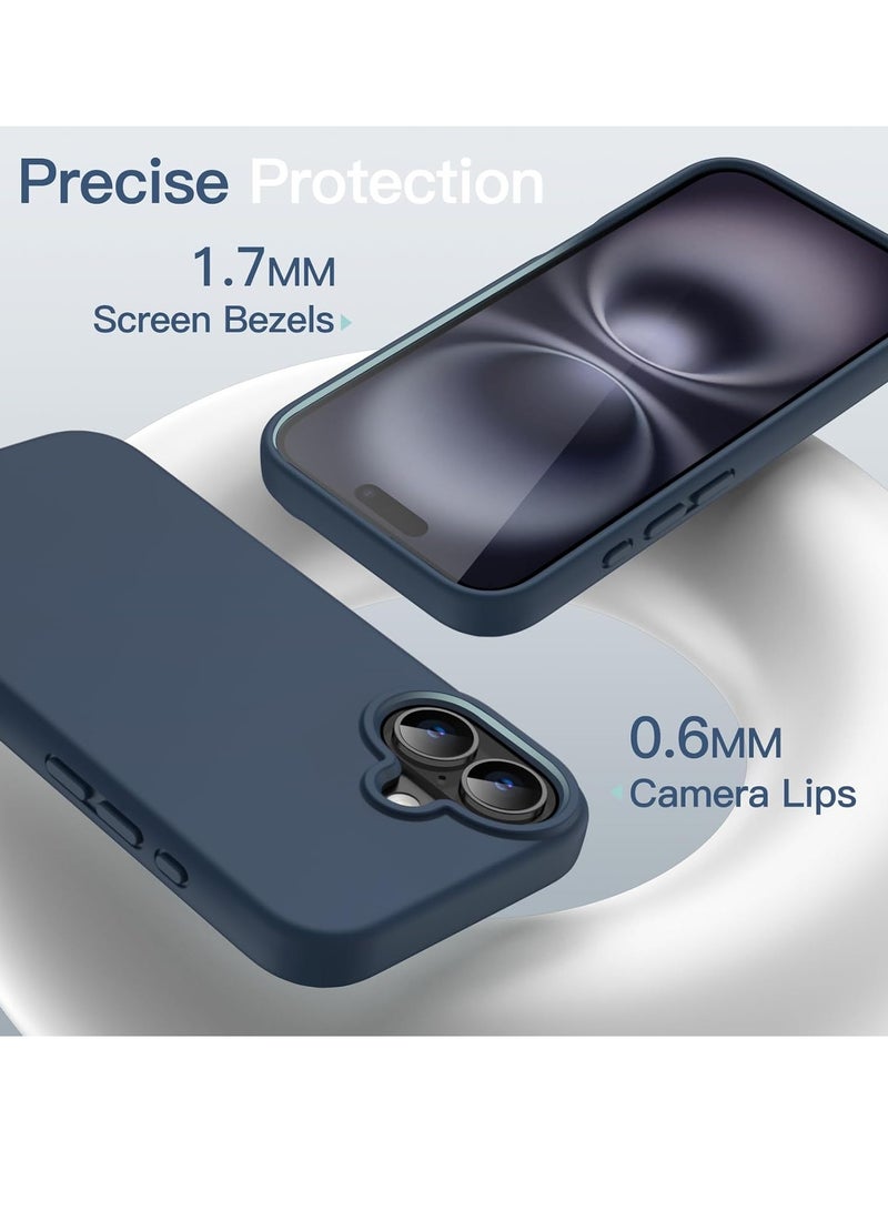 Liquid Silicone Case for iPhone 16 – Silky Soft Touch Full-Body Protective Cover with Microfiber Lining (Navy Blue) - Image 5
