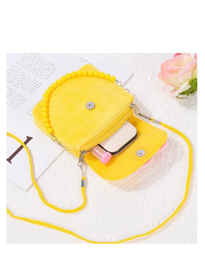Kids Jewelry Set, Flower Crossbody Bag Purse Gift, Children Yellow Handbag with Butterfly Necklace Bracelet Rings Earrings, Princess Role Play Dress Up Jewelry Accessories Party Favors  - Image 3