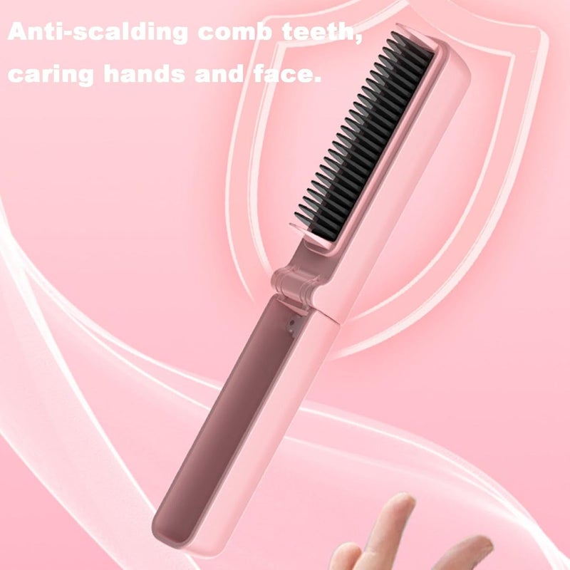 windforgecraft Hair Straightening Brush - 3 Modes Adjustable Fast Heat-Up Flat Iron Comb - Anti-Scald Ionic Straightening Comb, Ionic Hair Straightener Brush for Smooth Shiny Hair - Image 4