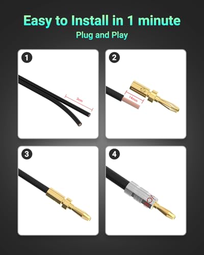 VCELINK Banana Plugs for Speaker Wire 6 Pairs/12 Pcs, 24K Gold Plated Dual Set Screw Type Speaker Connector for Home Theater, Wall Plate, Audio/Video Receiver and Sound Systems (Red+Black) - Image 3