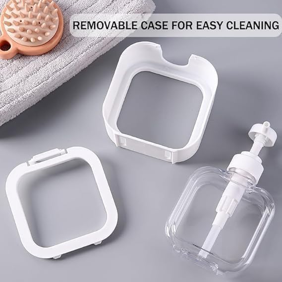 VENEXA Plastic Bathroom Hand Soap Dispenser Kitchen Sink Dish Soap Dispenser with Pump Shampoo Lotion Shower Gel Bottle Press Type Refillable Empty Transparent - White (300 ml) (Square Soap Dispense) - Image 5