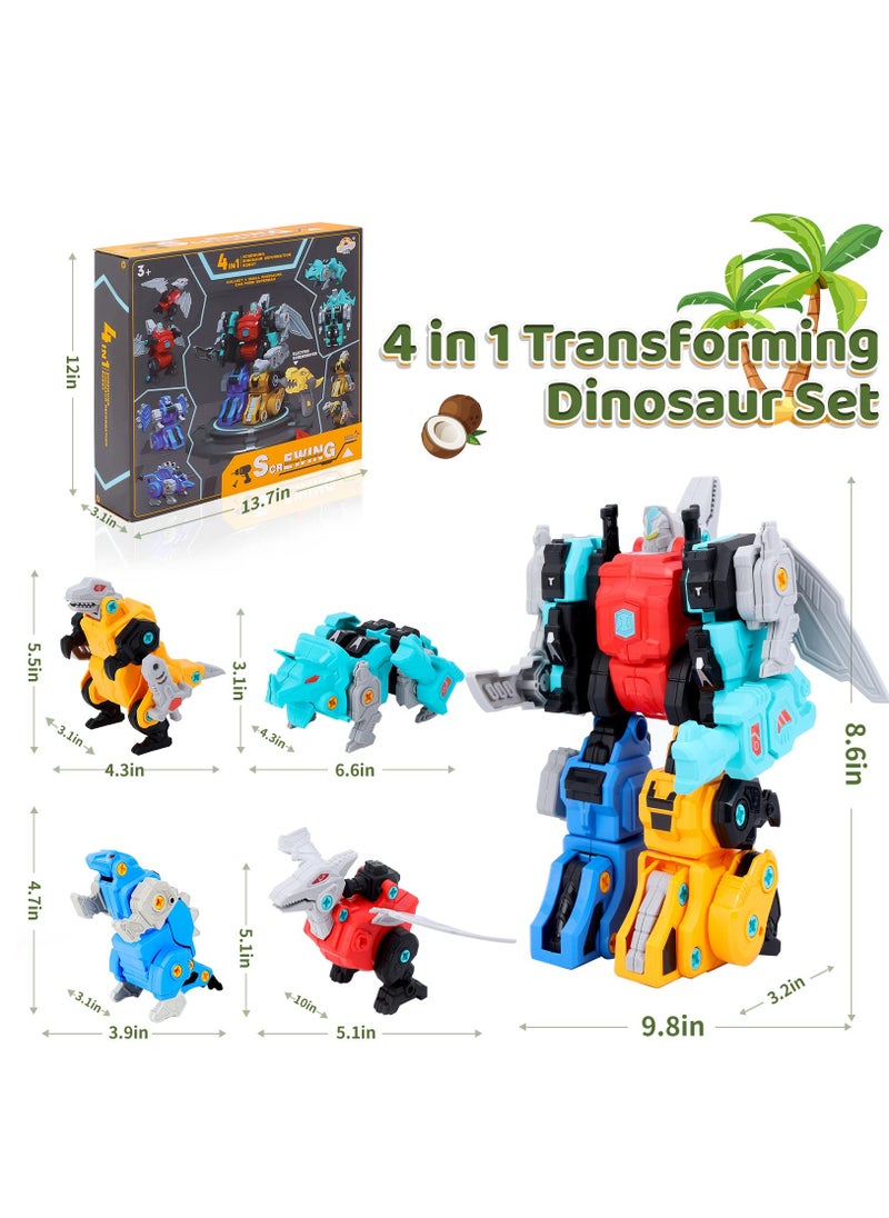 Excefore Dinosaur Toys For Kids 3-5, Stem Transformer Toys 4 In 1 Take Apart Robot Toys With Electric Drill, Building Toys for boys 4-6 5 Year Old Boy Birthday Gift Ideas 6 Year Gifts  - Image 2