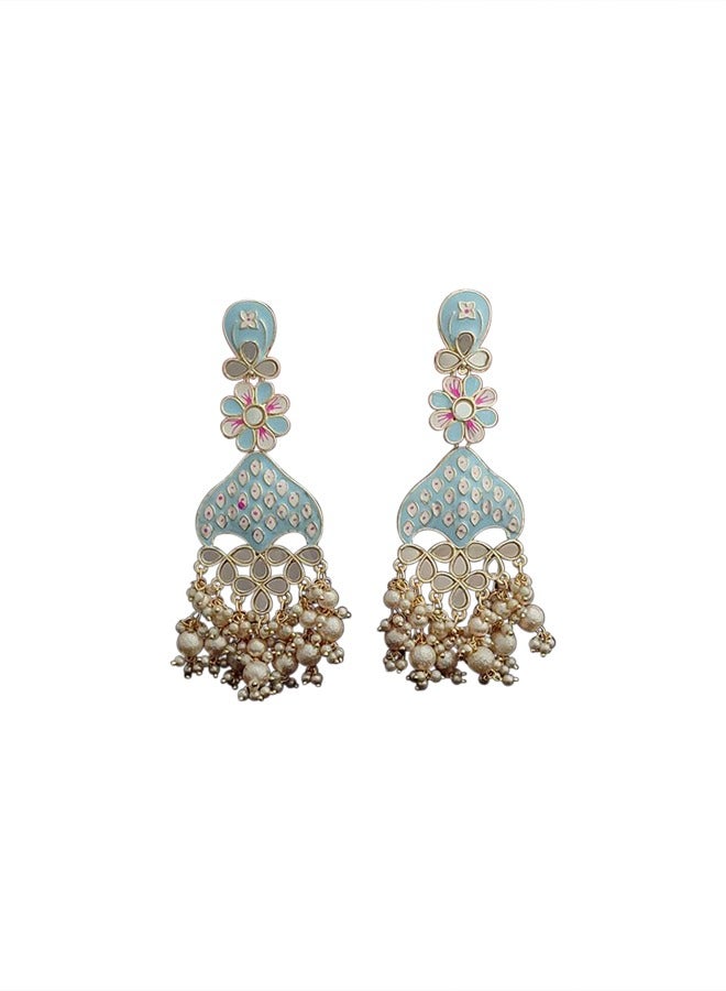 Designer Long Mirror Ethnic Earrings