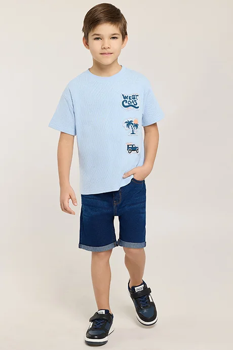 أر أند بي Washed Denim Shorts With Button Closure
