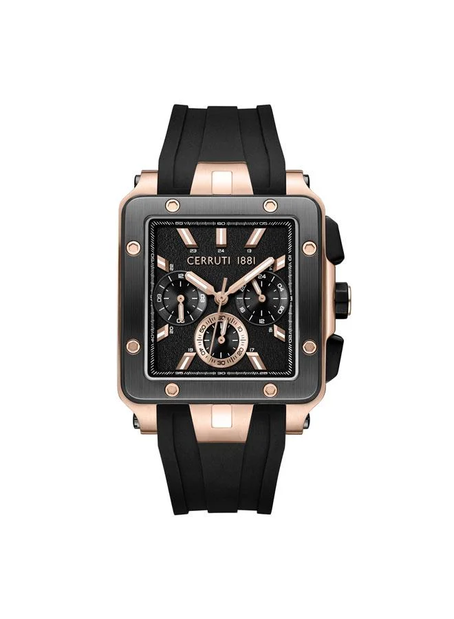CERRUTI 1881 Odissea Master 40.25mm Black Dial Silicone Strap Multifunction Watch For Men