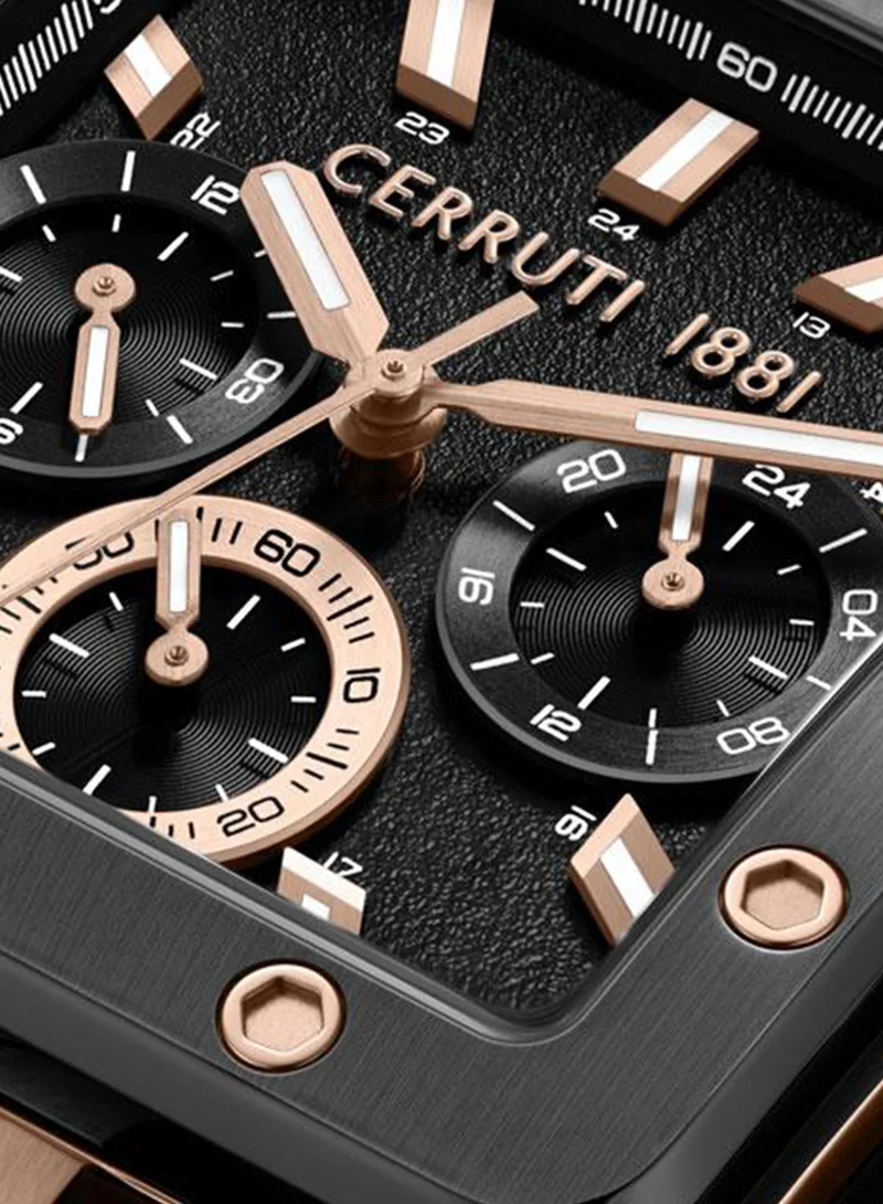 CERRUTI 1881 black Men's Odissea Master 40.25mm Black Dial Silicone Strap Multifunction Watch For Men for Men | Best Price UAE