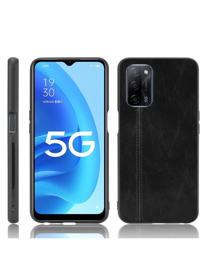 S-TOP Case For OPPO A55 5G Shockproof Sewing Cow Pattern Skin PC + PU + TPU Case - Image 1