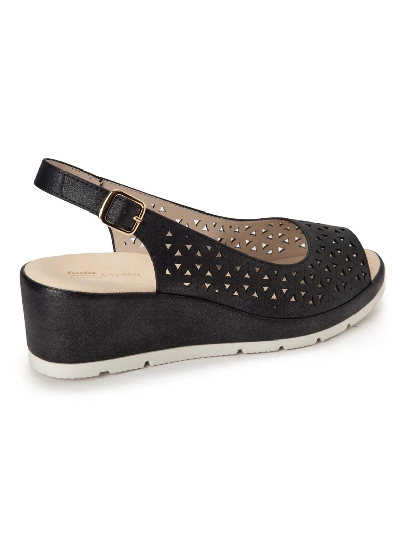 Bata Comfit Cutwork Detail Wedge Sandals
