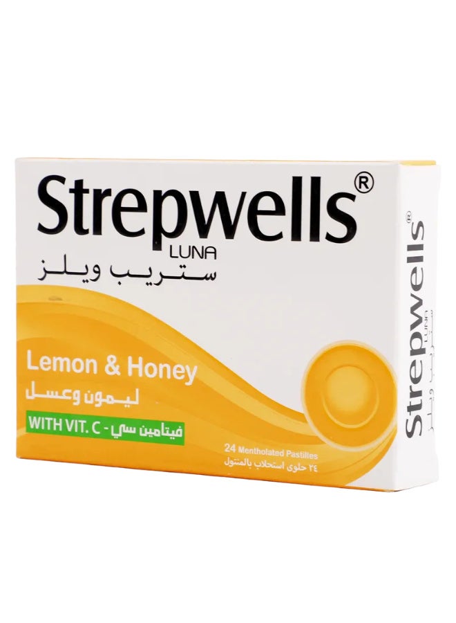Strepwells Lemon & Honey With Vit C 24 Lozenges - Image 2