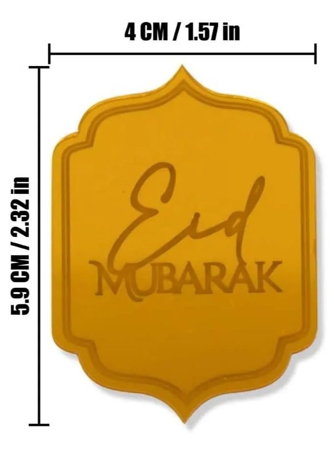 ThePartyPopper 10 Pcs Acrylic Gold Eid Mubarak Cupcake Toppers Muslim Party Supplies Decorations  - Image 3