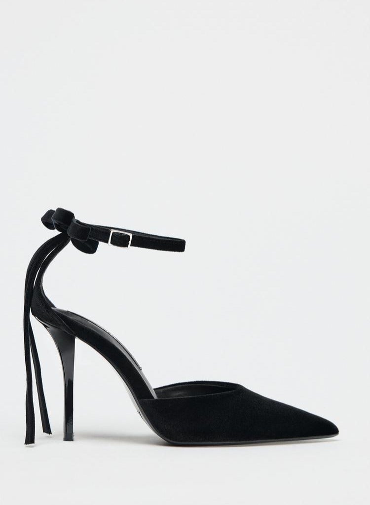 زارا حذاء ذو كعب مخملي بكعب مخملي مع عقدة - Image 1