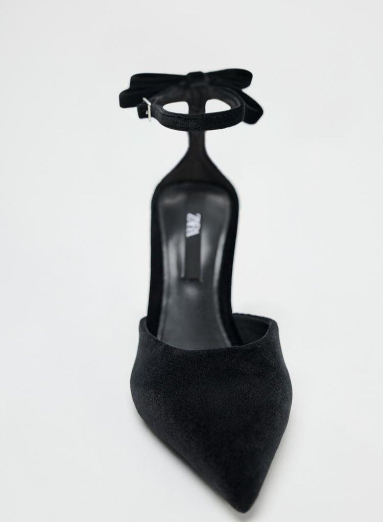 زارا حذاء ذو كعب مخملي بكعب مخملي مع عقدة - Image 3