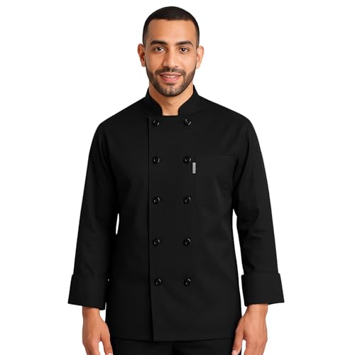 uniformer Full Sleeves Chef Coat for Men | Double-Breasted Chef Coat With Reversible Closure | Comfortable & Stylish | Easy Care & Breathable | Ideal for Chefs, Cooks, and Kitchen Staff (Black_M) - Image 1