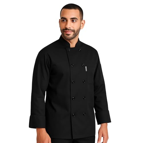 uniformer Full Sleeves Chef Coat for Men | Double-Breasted Chef Coat With Reversible Closure | Comfortable & Stylish | Easy Care & Breathable | Ideal for Chefs, Cooks, and Kitchen Staff (Black_M) - Image 2