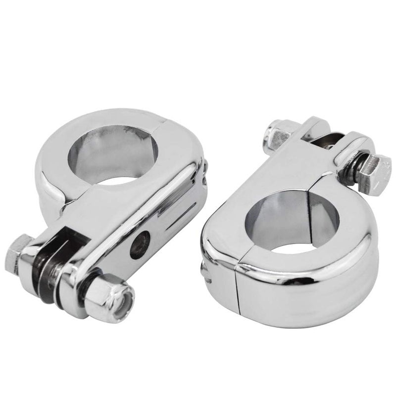 Dasen 114 Highway Bar Clamp Kit Footrest Front Engine Guard Mounting Clamp Kit Compatible with Harley Touring Road King Street Glide Softail Dyna Sportster Chrome