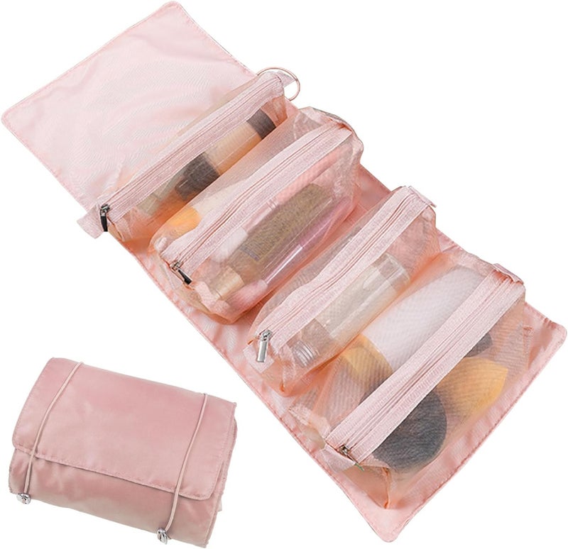 SHRBI SHRBI 4 Removable Hanging Roll Up Travel Toiletry Bag with Makeup Cosmetic Storage Case Hair Beauty First Aid Kits Organizer Bag  - Image 1