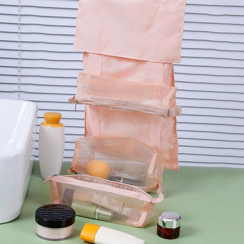 SHRBI SHRBI 4 Removable Hanging Roll Up Travel Toiletry Bag with Makeup Cosmetic Storage Case Hair Beauty First Aid Kits Organizer Bag  - Image 3