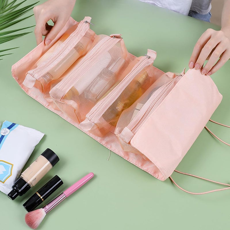 SHRBI SHRBI 4 Removable Hanging Roll Up Travel Toiletry Bag with Makeup Cosmetic Storage Case Hair Beauty First Aid Kits Organizer Bag  - Image 2