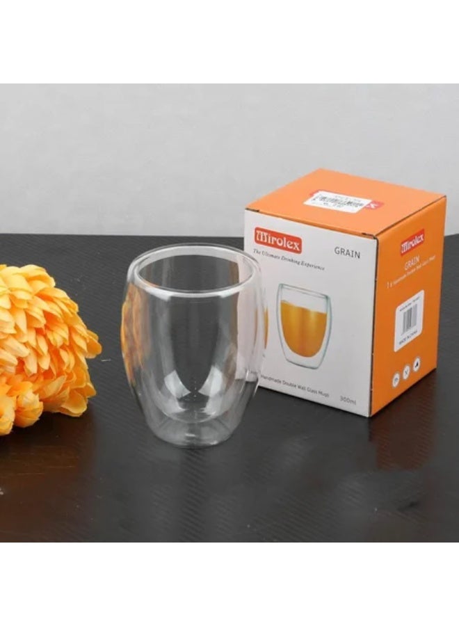 Double glass cup (300ml) for hot and cold drinks