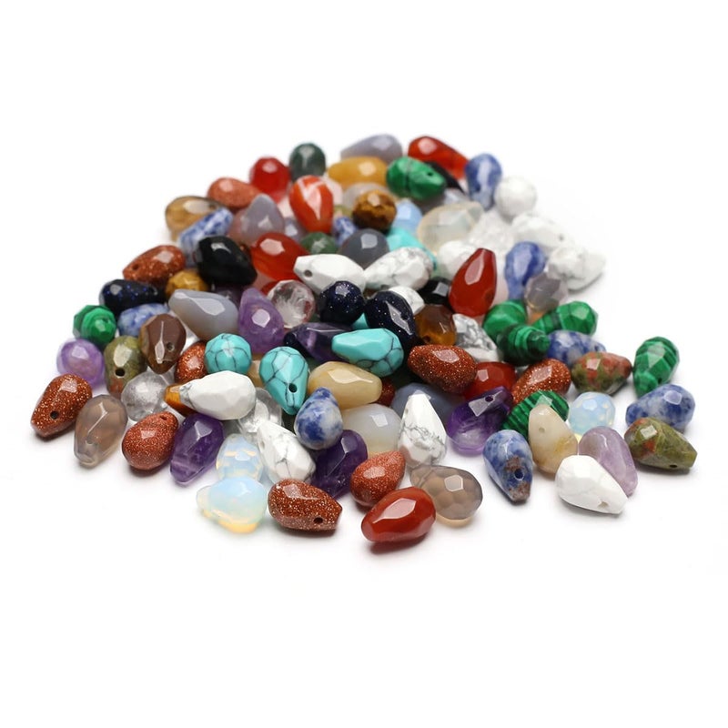 LE SKY 40 Pcs Healing Loose Beads Faceted Water Drop Shape Natural Multicolor Stone Pendants Crystal for Jewelry Making DIY Craft - Image 3