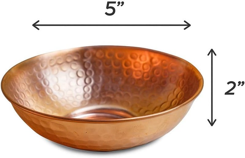 GoCraft Pure Copper Decorative Bowl | Hammered Finish Pure Copper Bowl for Nuts, Salad, Fruits & Kitchen Serving Purposes - 5" Dia & 2" Height (Small) - Image 5