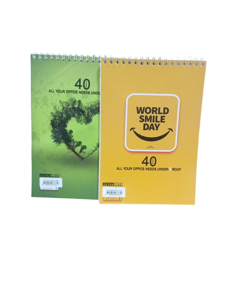 Extra Line Wire Bound Ruled Notepad 40 Sheets Cardboard plus Coated Cover A5