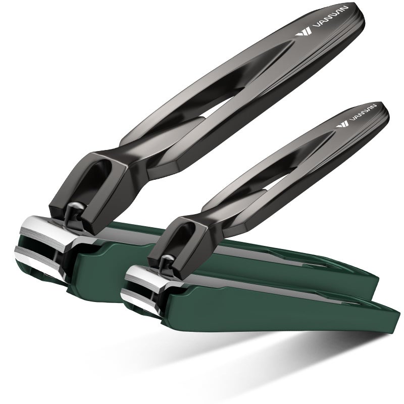 VANWIN Nail Clippers for Men with Catcher, 2-Pack Large & Small Anti-Splash Nail Clippers for Fingernails & Toenails, Sharp Stainless Steel Heavy-Duty Self-Collecting Nail Cutter for Men Women - Image 1