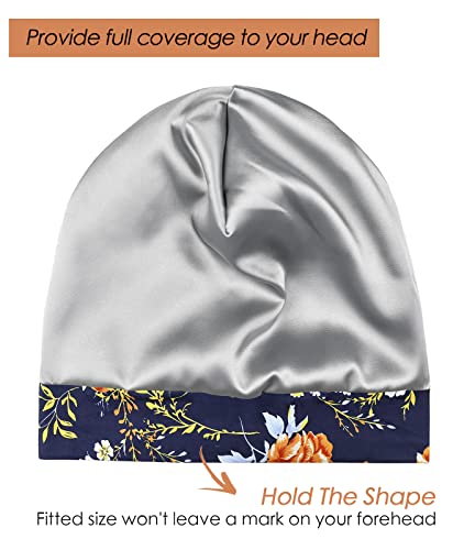 FocusCare Satin Lined Headwear for Frizzy Hair Slap Slouchy Sleep Bonnets Star in Black - Image 5