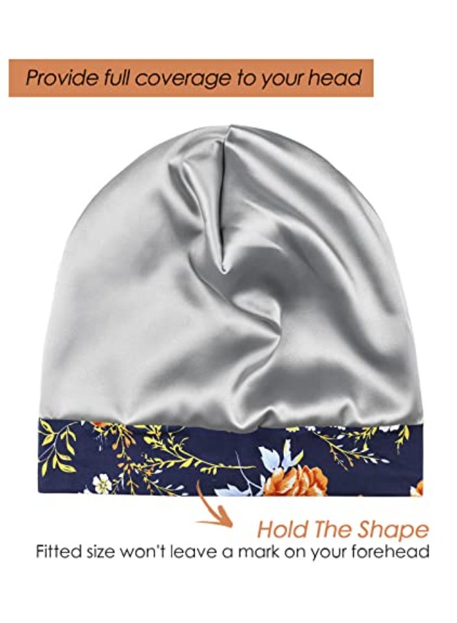 FocusCare Satin Lined Headwear for Frizzy Hair Slap Slouchy Sleep Bonnets Star in Black - Image 4