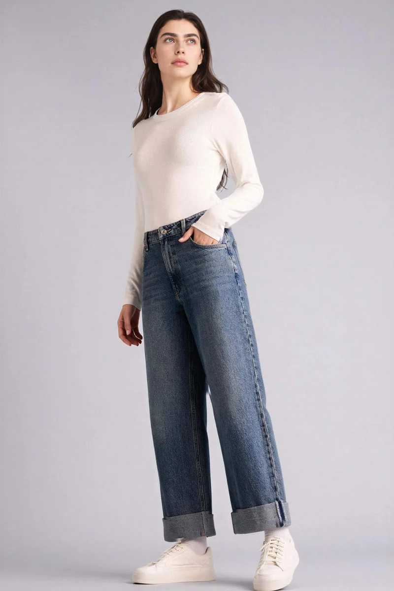DeFacto Baggy Fit Folded Leg Jeans