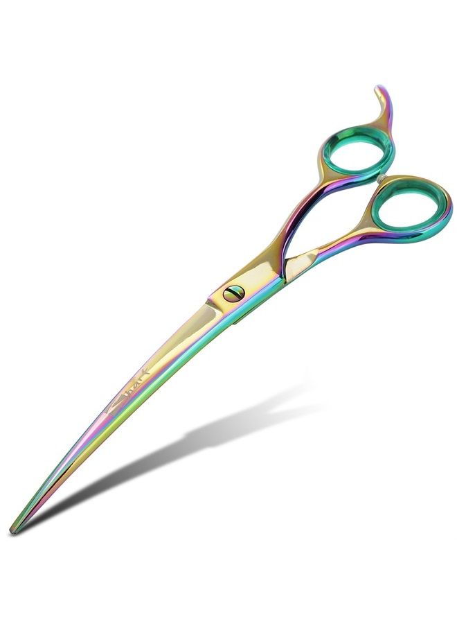SHARF Professional 8.5" Curved Rainbow Pet Grooming Scissors: Sharp 440c Japanese Clipping Shears for Dogs, Cats & Small Animals| Rainbow Series Hair Cutting/Clipping Scissors w/Easy Grip Handles - Image 1