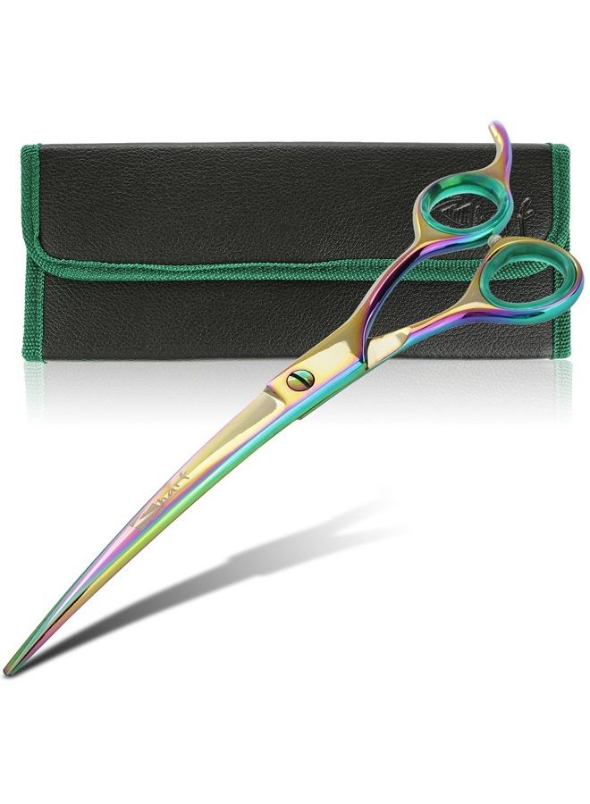 SHARF Professional 8.5" Curved Rainbow Pet Grooming Scissors: Sharp 440c Japanese Clipping Shears for Dogs, Cats & Small Animals| Rainbow Series Hair Cutting/Clipping Scissors w/Easy Grip Handles - Image 4