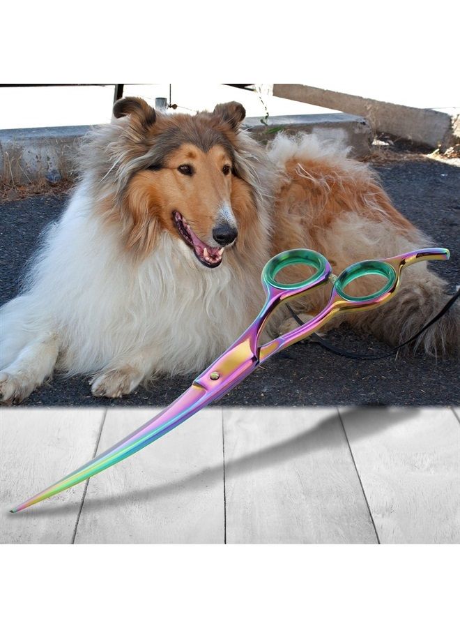 SHARF Professional 8.5" Curved Rainbow Pet Grooming Scissors: Sharp 440c Japanese Clipping Shears for Dogs, Cats & Small Animals| Rainbow Series Hair Cutting/Clipping Scissors w/Easy Grip Handles - Image 5