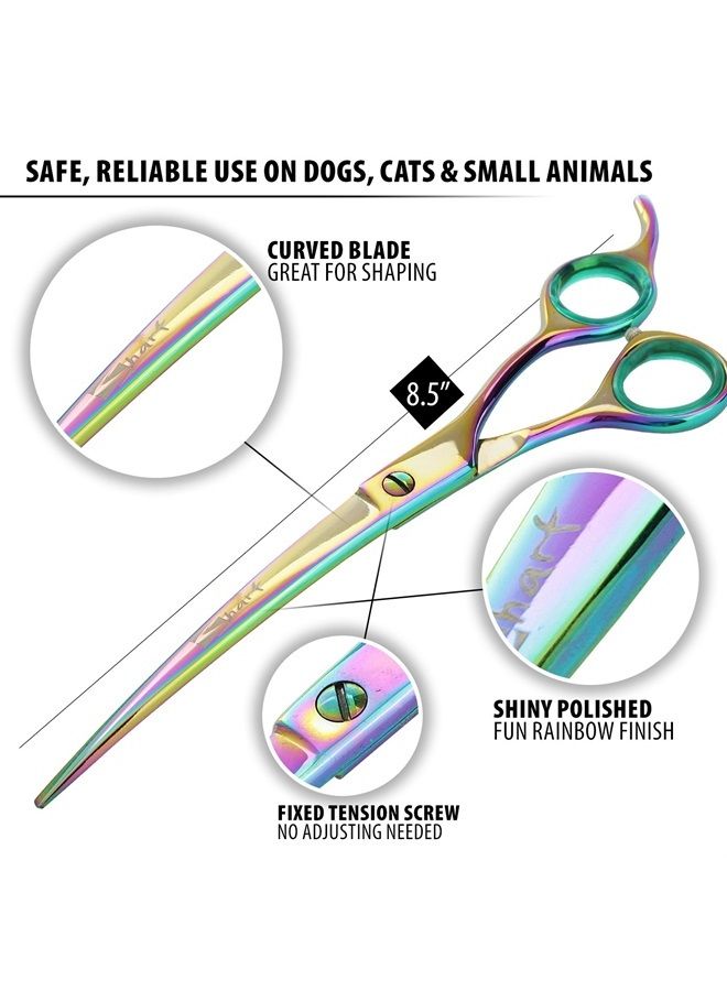 SHARF Professional 8.5" Curved Rainbow Pet Grooming Scissors: Sharp 440c Japanese Clipping Shears for Dogs, Cats & Small Animals| Rainbow Series Hair Cutting/Clipping Scissors w/Easy Grip Handles - Image 3