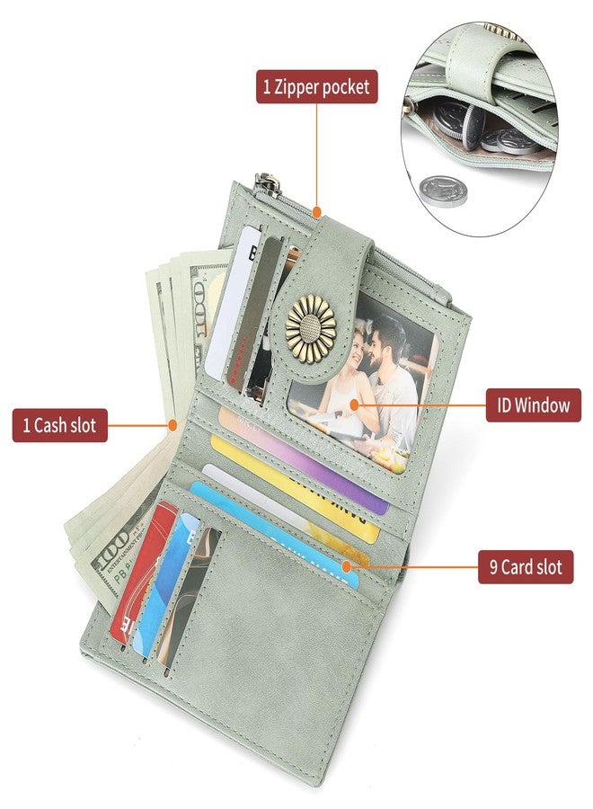 SENDEFN Small Wallets for Women Bifold RFID Blocking Leather Card Holder Compact Wallet with Zipper Coin Pocket - Image 3