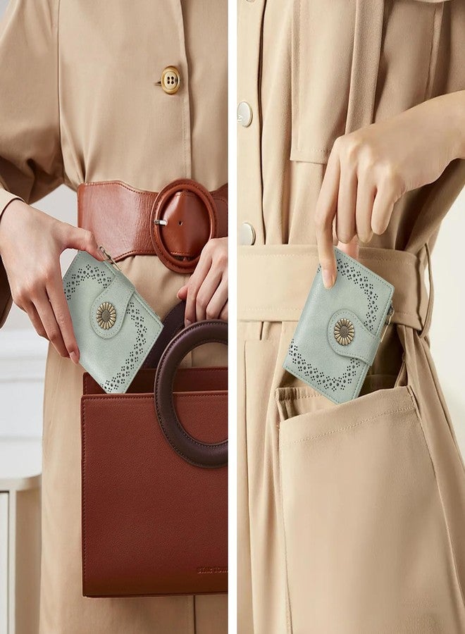 SENDEFN Small Wallets for Women Bifold RFID Blocking Leather Card Holder Compact Wallet with Zipper Coin Pocket - Image 5