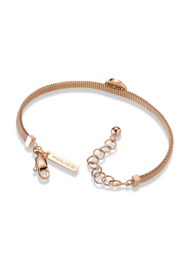 POLICE Patriot Rose Gold Stainless Steel Mesh Band Bracelet for Women