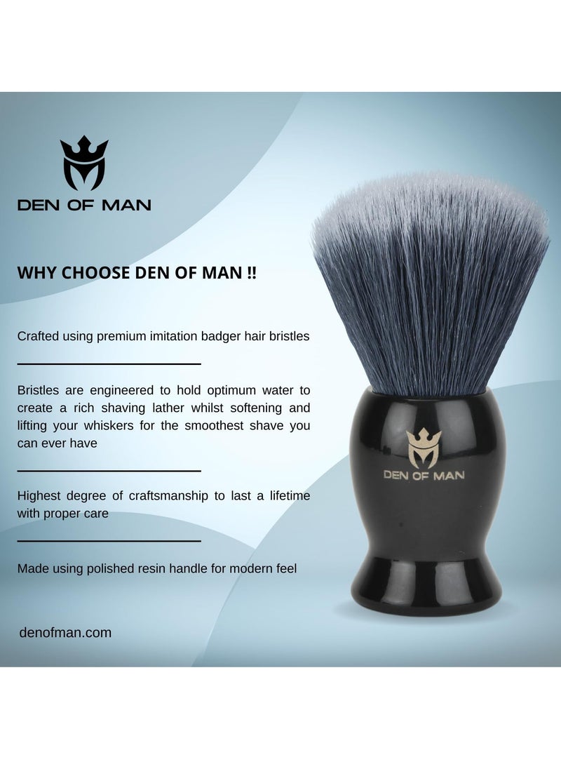 DEN OF MAN - Premium Cruelty Free Imitation Badger Hair Shaving Brush & 50 ml Masculine Hygiene Wash For Jock Itch Cooling & Refreshing Combo - Image 1