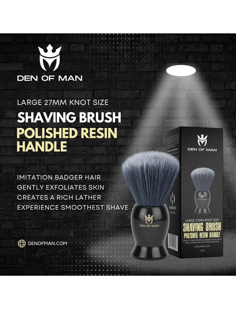 DEN OF MAN - Premium Cruelty Free Imitation Badger Hair Shaving Brush & 50 ml Masculine Hygiene Wash For Jock Itch Cooling & Refreshing Combo - Image 1