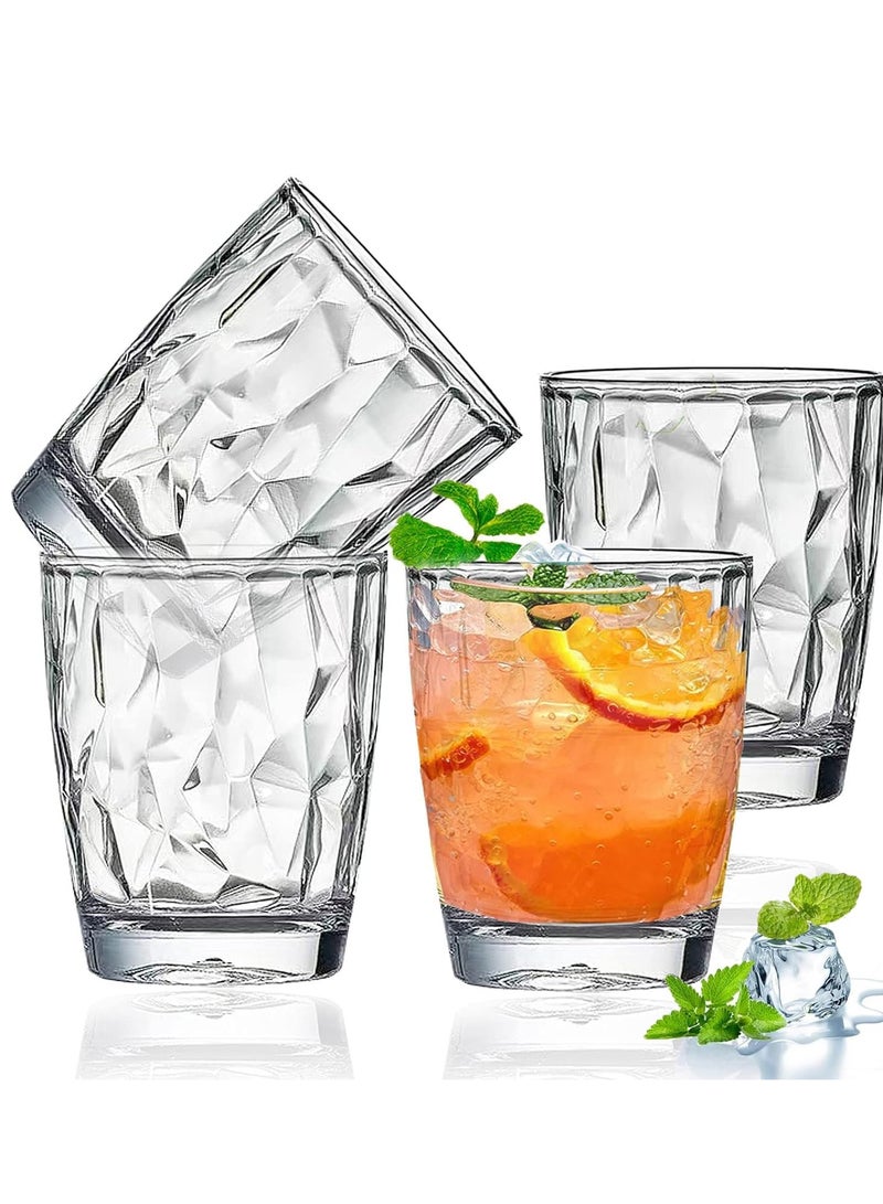 سيوسي أكواب مياه بلاستيكية شفافة، أكواب للشرب سعة 10 أونصة، مجموعة من 4 أكواب شرب شفافة غير قابلة للكسر، لحفلات النزهة المنزلية، آمنة للاستخدام في غسالة الأطباق، وقابلة للتكديس - Image 1