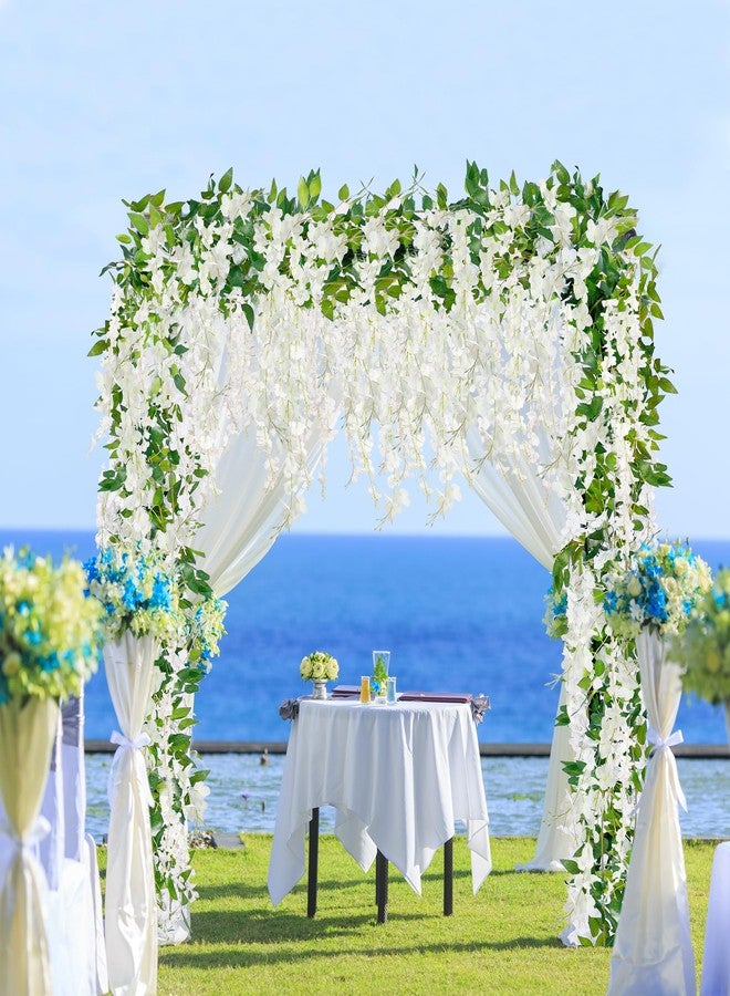 Sggvecsy مجموعة زهور الوستارية الاصطناعية من Sggvecsy، 6 قطع، كرمة الوستارية المعلقة، كرمة زهور من الروطان والحرير، مناسبة للمنزل والحديقة والحفلات الخارجية وأقواس الزفاف، بطول إجمالي 35.4 قدم (أبيض). - Image 3