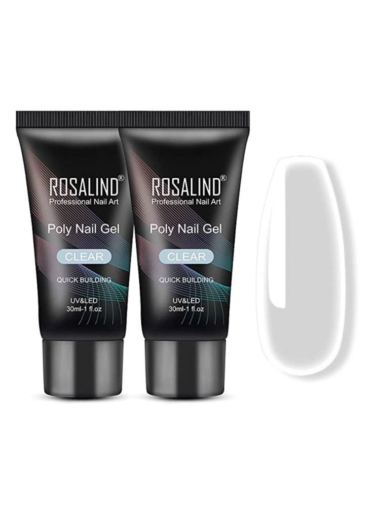 Rosalind Acrylic Poly nail Extension Gel,clear color ROSALIND 2 PCS 30ml Poly Nail Gel kit Nail Builder for Clear Nail Art Decoration, Nail Thickening Poly Nail Gel Tube Easy to DIY Use Need UV Lamp  - Image 1