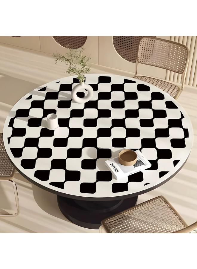 Bluejw Light Luxury High-class Round Table Cloth Waterproof And Oil-proof Anti-scalding Leather Coffee Table Table Mat Round Non-slip Table Mat - Image 5