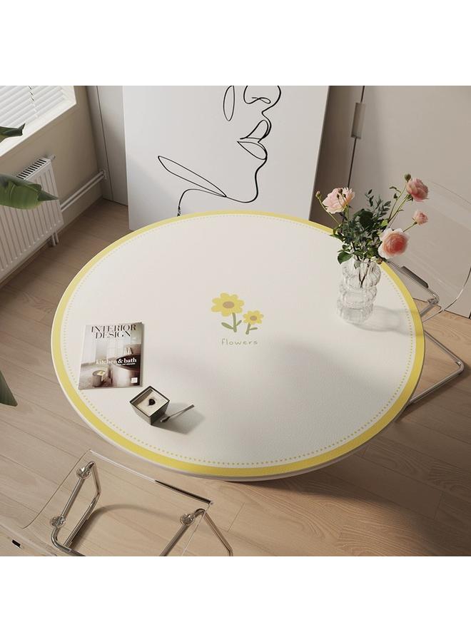 Bluejw Light Luxury High-class Round Table Cloth Waterproof And Oil-proof Anti-scalding Leather Coffee Table Table Mat Round Non-slip Table Mat - Image 1