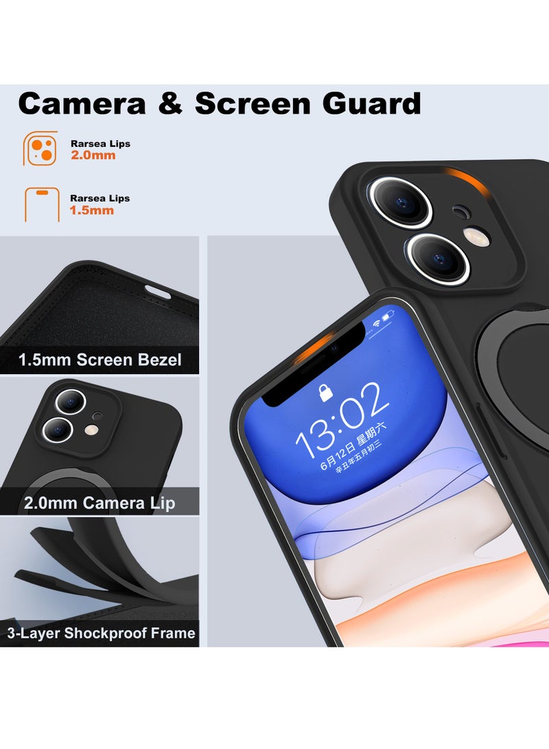 Eligo iPhone 11 MagSafe Soft Silicone Case with Magnetic Invisible Stand Full Shockproof Protection Black Phone Cover for Everyday Use Gift and Outdoor - Image 4